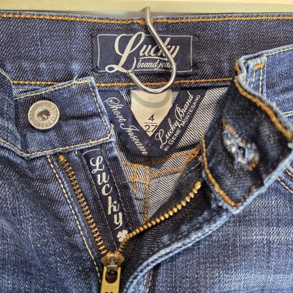 Lucky Brand Jeans Womens 4/28 Zoe Skinny Dark Wash Denim Mid Rise Distressed - Picture 10 of 12